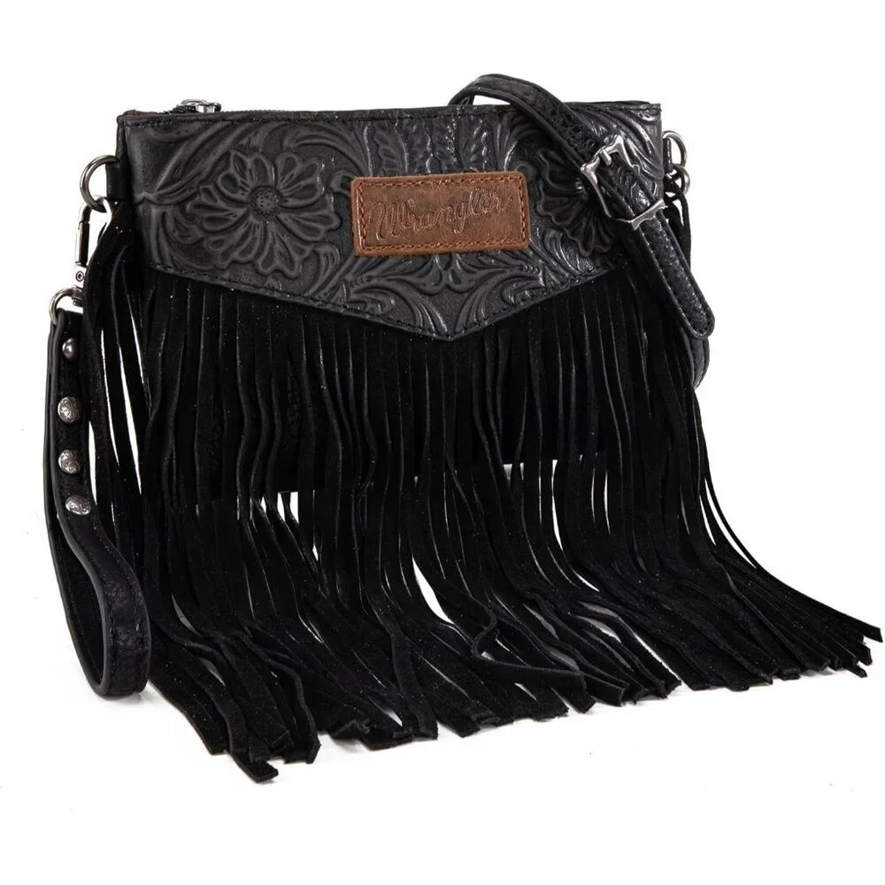 Women Crossbody Purse Fringe Faux Leather Zipper Convertible Small Bag
